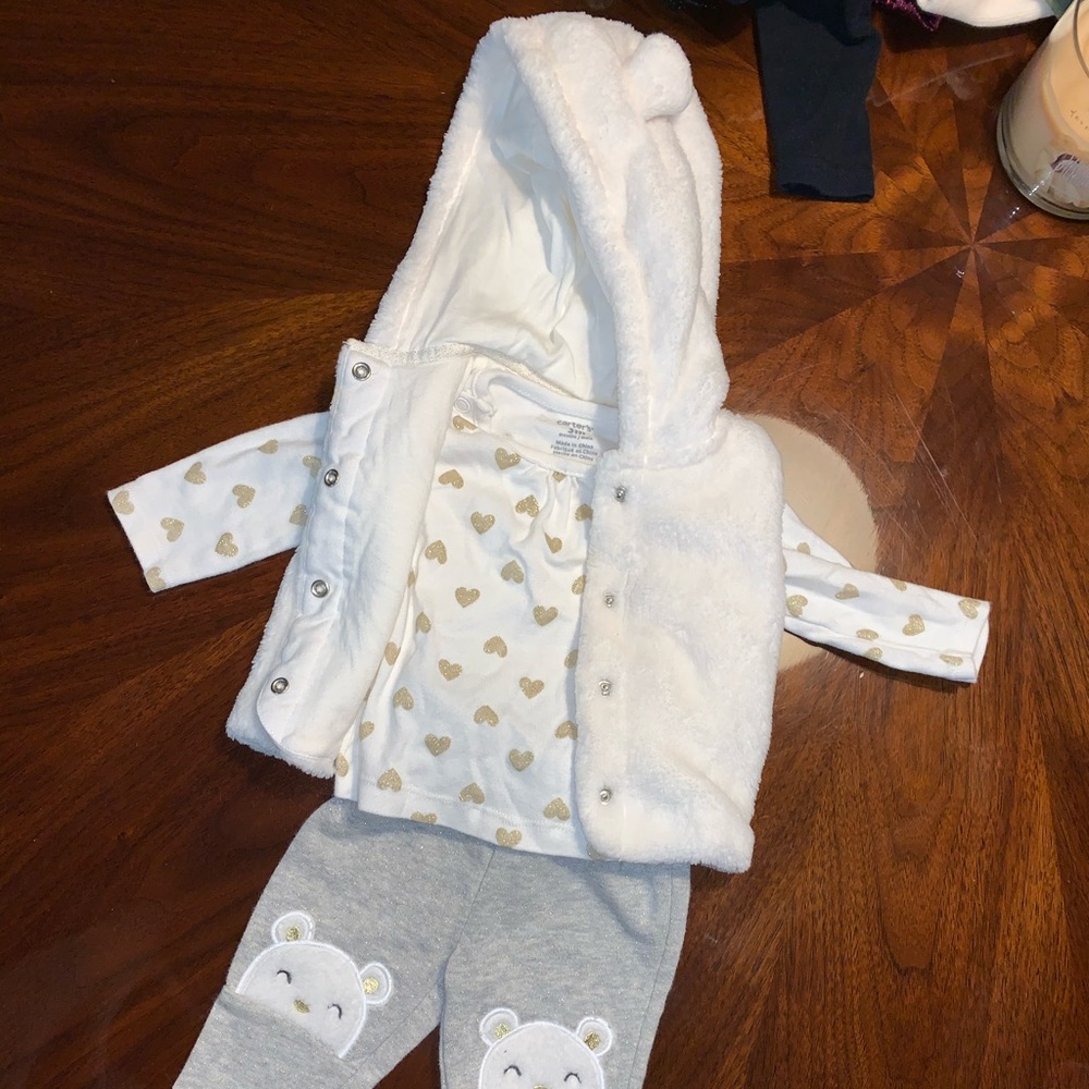 Fur vest Heart Top Bear Leggings